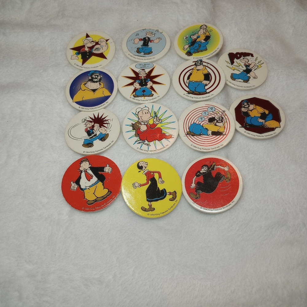 90s VTG Popeye Brutus Pogs Series  2 3 4 Caps Slammer Game Pieces Sea Hag Wimpy
